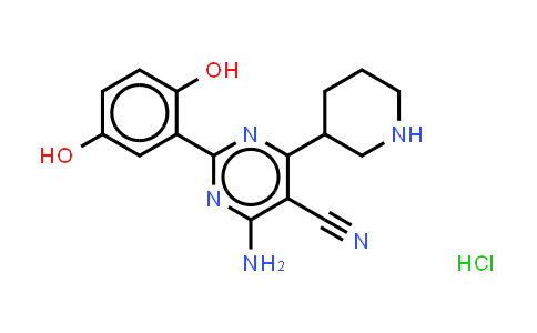 MC574638 | 851382-44-0 | 5-Pyrimidinecarbonitrile, 4-amino-2-(2,5-dihydroxyphenyl)-6-(3-piperidinyl)-, (HCl salt)