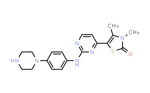 CAS No. 851439-14-0, 2(3H)-Thiazolone, 3,4-dimethyl-5-[2-[[4-(1-piperazinyl)phenyl]amino]-4-pyrimidinyl]-