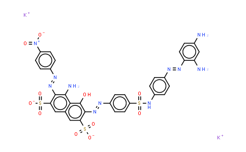 CAS No. 85223-29-6, 2,7-Naphthalenedisulfonic acid, 4-amino-6-[2-[4-[[[4-[2-(2,4-diaminophenyl)diazenyl]phenyl]amino]sulfonyl]phenyl]diazenyl]-5-hydroxy-3-[2-(4-nitrophenyl)diazenyl]- (potassium salt)