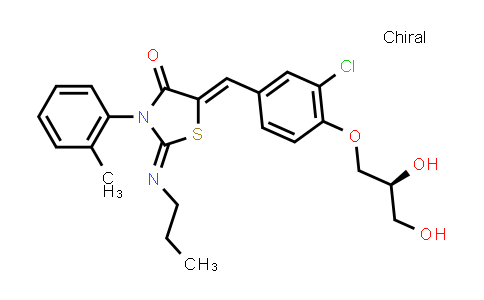 CAS No. 854111-49-2, (Z)-5-((Z)-3-chloro-4-((S)-2,3-dihydroxypropoxy)benzylidene)-2-(propylimino)-3-(o-tolyl)thiazolidin-4-one
