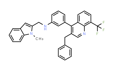 CAS No. 854771-28-1, 1H-Indole-2-methanamine, 1-methyl-N-[3-[3-(phenylmethyl)-8-(trifluoromethyl)-4-quinolinyl]phenyl]-