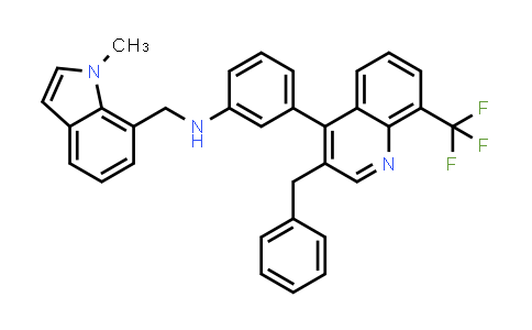 CAS No. 854771-39-4, 1H-Indole-7-methanamine, 1-methyl-N-[3-[3-(phenylmethyl)-8-(trifluoromethyl)-4-quinolinyl]phenyl]-