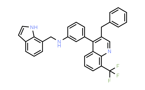 CAS No. 854771-40-7, 1H-Indole-7-methanamine, N-[3-[3-(phenylmethyl)-8-(trifluoromethyl)-4-quinolinyl]phenyl]-