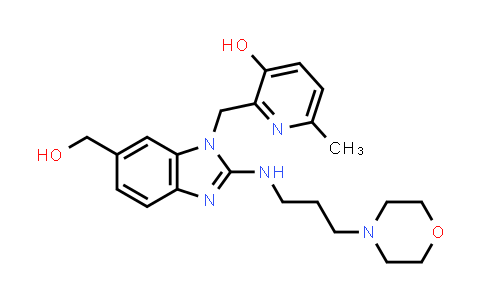 CAS No. 857067-38-0, 2-((6-(hydroxymethyl)-2-((3-morpholinopropyl)amino)-1H-benzo[d]imidazol-1-yl)methyl)-6-methylpyridin-3-ol