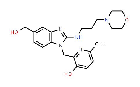 CAS No. 857067-39-1, 2-((5-(Hydroxymethyl)-2-((3-morpholinopropyl)amino)-1H-benzo[d]imidazol-1-yl)methyl)-6-methylpyridin-3-ol