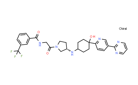 CAS No. 857679-55-1, Benzamide, N-[2-[(3S)-3-[[4-hydroxy-4-[5-(2-pyrimidinyl)-2-pyridinyl]cyclohexyl]amino]-1-pyrrolidinyl]-2-oxoethyl]-3-(trifluoromethyl)-