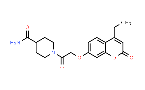 CAS No. 859143-64-9, 1-(2-((4-Ethyl-2-oxo-2H-chromen-7-yl)oxy)acetyl)piperidine-4-carboxamide