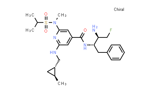 CAS No. 860311-93-9, 4-Pyridinecarboxamide, N-[(1S,2R)-2-amino-3-fluoro-1-(phenylmethyl)propyl]-2-[[[(1S,2S)-2-methylcyclopropyl]methyl]amino]-6-[methyl[(1-methylethyl)sulfonyl]amino]-