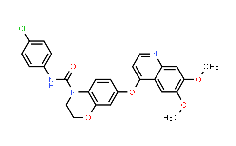 CAS No. 861879-15-4, 4H-1,4-Benzoxazine-4-carboxamide, N-(4-chlorophenyl)-7-[(6,7-dimethoxy-4-quinolinyl)oxy]-2,3-dihydro-