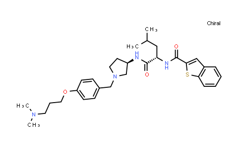 CAS No. 861996-85-2, Benzo[b]thiophene-2-carboxamide, N-[(1S)-1-[[[(3R)-1-[[4-[3-(dimethylamino)propoxy]phenyl]methyl]-3-pyrrolidinyl]amino]carbonyl]-3-methylbutyl]-