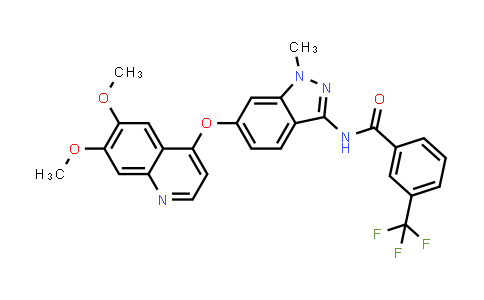 CAS No. 862178-91-4, Benzamide, N-[6-[(6,7-dimethoxy-4-quinolinyl)oxy]-1-methyl-1H-indazol-3-yl]-3-(trifluoromethyl)-