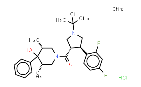 CAS No. 862282-10-8, Methanone, [(3S,4R)-4-(2,4-difluorophenyl)-1-(1,1-dimethylethyl)-3-pyrrolidinyl][(3R,5S)-4-hydroxy-3,5-dimethyl-4-phenyl-1-piperidinyl], (HCl)