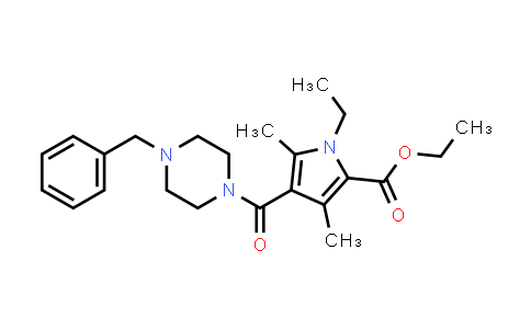 CAS No. 863005-87-2, 1H-Pyrrole-2-carboxylic acid, 1-ethyl-3,5-dimethyl-4-[[4-(phenylmethyl)-1-piperazinyl]carbonyl]-, ethyl ester