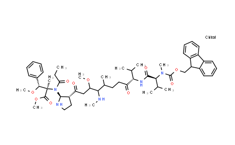CAS No. 863971-38-4, (2R,3R)methyl-2-(N-((2S,3R)-3-((9S)-9-((S)-2-((((9H-fluoren-9-yl)methoxy)carbonyl)(methyl)amino)-3-methylbutanamido)-3-methoxy-5,10-dimethyl-4-(methylamino)-8-oxoundecanoyl)pyrrolidin-2-yl)propionamido)-3-methoxy-2-methyl-3-phenylpropanoate