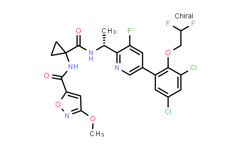 864641-40-7 | 5-Isoxazolecarboxamide, N-[1-[[[(1R)-1-[5-[3,5-dichloro-2-(2,2-difluoroethoxy)phenyl]-3-fluoro-2-pyridinyl]ethyl]amino]carbonyl]cyclopropyl]-3-methoxy-