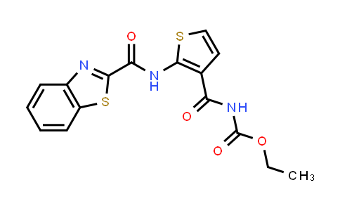 CAS No. 864941-32-2, Carbamic acid, [[2-[(2-benzothiazolylcarbonyl)amino]-3-thienyl]carbonyl]-, ethyl ester