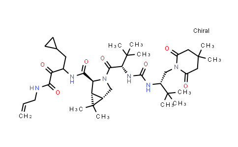 CAS No. 864947-20-6, 3-Azabicyclo[3.1.0]hexane-2-carboxamide, N-[1-(cyclopropylmethyl)-2,3-dioxo-3-(2-propen-1-ylamino)propyl]-3-[(2S)-2-[[[[(1S)-1-[(4,4-dimethyl-2,6-dioxo-1-piperidinyl)methyl]-2,2-dimethylpropyl]amino]carbonyl]amino]-3,3-dimethyl-1-oxobutyl]-6,6-dimethyl-,