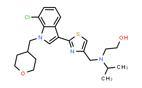 CAS No. 865712-14-7, 2-[N-[2-[7-Chloro-1-(tetrahydropyran-4-ylmethyl)-1H-indol-3-yl]thiazol-4-ylmethyl]-N-isopropylamino]ethanol