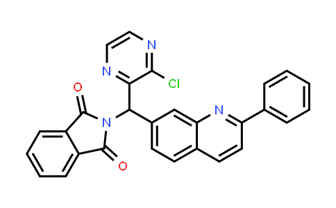 CAS No. 867162-39-8, 2-((3-Chloropyrazin-2-yl)(2-phenylquinolin-7-yl)methyl)isoindoline-1,3-dione