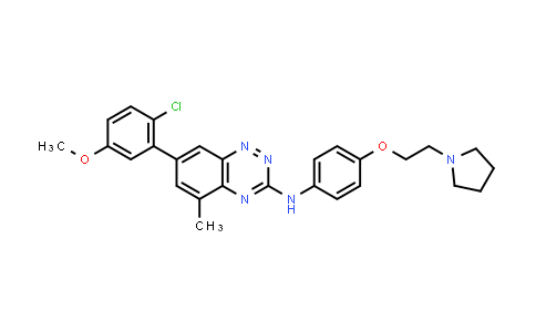 CAS No. 867331-63-3, 7-(2-Chloro-5-methoxyphenyl)-5-methyl-N-(4-(2-(pyrrolidin-1-yl)ethoxy)phenyl)benzo[e][1,2,4]triazin-3-amine