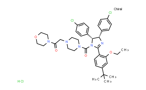 870007-79-7 | Ethanone, 2-[4-[[(4S,5R)-4,5-bis(4-chlorophenyl)-2-[4-(1,1-dimethylethyl)-2-ethoxyphenyl]-4,5-dihydro-1H-imidazol-1-yl]carbonyl]-1-piperazinyl]-1-(4-morpholinyl)-, hydrochloride (1:1)