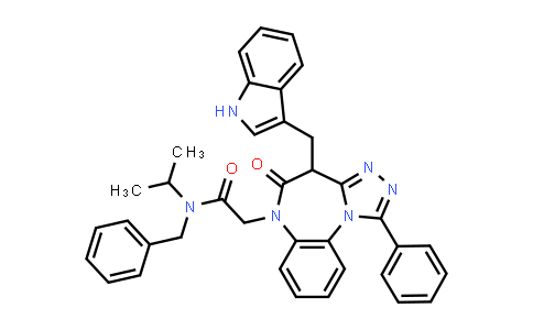 CAS No. 870615-43-3, 6H-[1,2,4]Triazolo[4,3-a][1,5]benzodiazepine-6-acetamide, 4,5-dihydro-4-(1H-indol-3-ylmethyl)-N-(1-methylethyl)-5-oxo-1-phenyl-N-(phenylmethyl)-