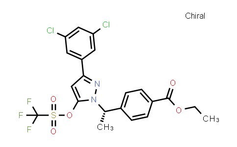 CAS No. 870823-09-9, (S)-ethyl 4-(1-(3-(3,5-dichlorophenyl)-5-(trifluoromethylsulfonyloxy)-1H-pyrazol-1-yl)ethyl)benzoate