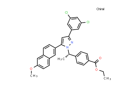 CAS No. 870823-10-2, (S)-ethyl 4-(1-(3-(3,5-dichlorophenyl)-5-(6-methoxynaphthalen-2-yl)-1H-pyrazol-1-yl)ethyl)benzoate