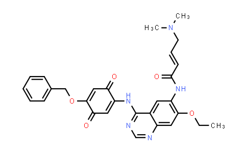 CAS No. 870962-74-6, 2-Butenamide, 4-(dimethylamino)-N-[4-[[3,6-dioxo-4-(phenylmethoxy)-1,4-cyclohexadien-1-yl]amino]-7-ethoxy-6-quinazolinyl]-, (2E)-