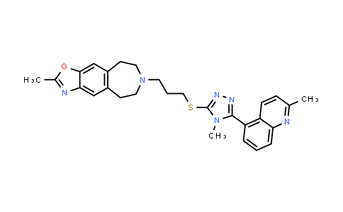 CAS No. 871541-68-3, 5H-Oxazolo[4,5-h][3]benzazepine, 6,7,8,9-tetrahydro-2-methyl-7-[3-[[4-methyl-5-(2-methyl-5-quinolinyl)-4H-1,2,4-triazol-3-yl]thio]propyl]-