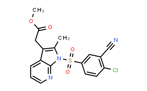 CAS No. 872367-04-9, 1H-Pyrrolo[2,3-b]pyridine-3-acetic acid, 1-[(4-chloro-3-cyanophenyl)sulfonyl]-2-methyl-, methyl ester