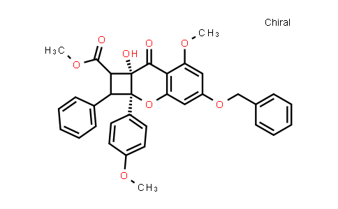 CAS No. 874202-37-6, 1H-Benzo[b]cyclobuta[e]pyran-1-carboxylic acid, 2,2a,8,8a-tetrahydro-8a-hydroxy-7-methoxy-2a-(4-methoxyphenyl)-8-oxo-2-phenyl-5-(phenylmethoxy)-, methyl ester, (2aR,8aS)-rel-