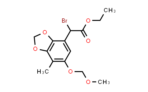 CAS No. 874758-51-7, 1,3-Benzodioxole-4-acetic acid, α-bromo-6-(methoxymethoxy)-7-methyl-, ethyl ester