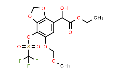 CAS No. 874758-54-0, Ethyl 2-hydroxy-2-(6-(methoxymethoxy)-7-(((trifluoromethyl)sulfonyl)oxy)benzo[d][1,3]dioxol-4-yl)acetate