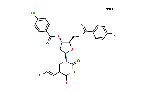CAS No. 87531-10-0, (2R,3S,5R)-5-(5-((E)-2-bromovinyl)-2,4-dioxo-3,4-dihydropyrimidin-1(2H)-yl)-2-(((4-chlorobenzoyl)oxy)methyl)tetrahydrofuran-3-yl 4-chlorobenzoate