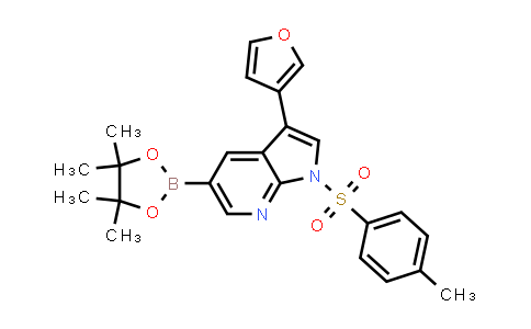 CAS No. 875639-27-3, 1H-Pyrrolo[2,3-b]pyridine, 3-(3-furanyl)-1-[(4-methylphenyl)sulfonyl]-5-(4,4,5,5-tetramethyl-1,3,2-dioxaborolan-2-yl)-
