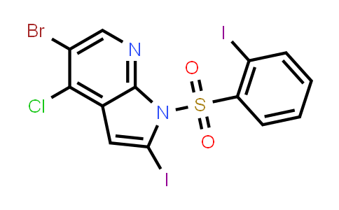 CAS No. 876343-80-5, 1H-Pyrrolo[2,3-b]pyridine, 5-bromo-4-chloro-2-iodo-1-[(2-iodophenyl)sulfonyl]-