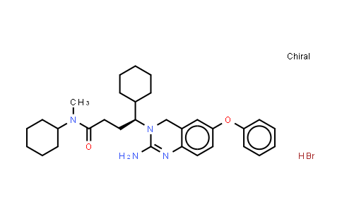 CAS No. 876761-22-7, 3(4H)-Quinazolinebutanamide, 2-amino-N,g-dicyclohexyl-N-methyl-6-phenoxy-, (hydrobromide) (1:1), (gS)- , (HBr salt)