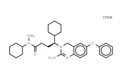 CAS No. 877032-57-0, 3(4H)-Quinazolinebutanamide, 2-amino-N,g-dicyclohexyl-N-methyl-6-phenoxy-, (gS)-