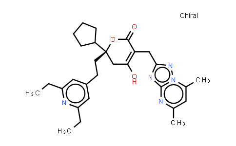 MC576810 | 877130-28-4 | (R)-6-环戊基-6-[2-(2,6-二乙基吡啶-4-基)乙基]-3-[(5,7-二甲基-[1,2,4]三唑并[1,5-a]嘧啶-2-基)甲基]-4-羟基-5,6-二氢-2H-吡喃-2-酮