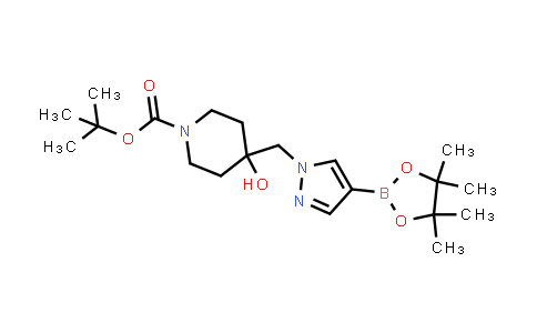 CAS No. 877399-39-8, tert-Butyl 4-hydroxy-4-{[4-(tetramethyl-1,3,2-dioxaborolan-2-yl)-1H-pyrazol-1-yl]methyl}piperidine-1-carboxylate