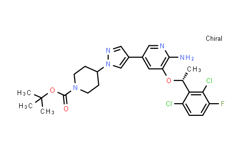 CAS No. 877399-51-4, (R)-tert-butyl 4-(4-(6-amino-5-(1-(2,6-dichloro-3-fluorophenyl)ethoxy)pyridin-3-yl)-1H-pyrazol-1-yl)piperidine-1-carboxylate