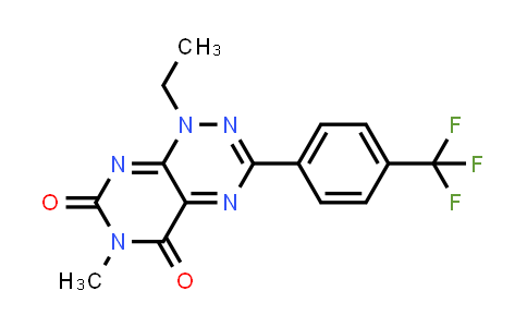 CAS No. 878420-23-6, 1-Ethyl-6-methyl-3-(4-(trifluoromethyl)phenyl)pyrimido[5,4-e][1,2,4]triazine-5,7(1H,6H)-dione