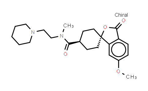CAS No. 879368-27-1, Spiro[cyclohexane-1,1'(3'H)-isobenzofuran]-4-carboxamide, 5'-methoxy-N-methyl-3'-oxo-N-[2-(1-piperidinyl)ethyl]-, trans- (9CI)