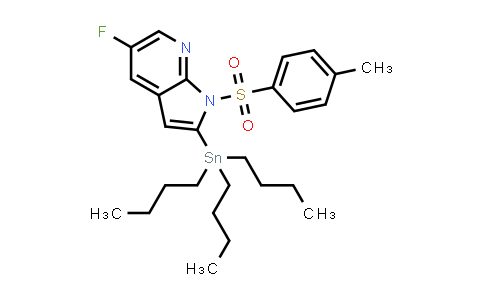 CAS No. 882033-58-1, 1H-Pyrrolo[2,3-b]pyridine, 5-fluoro-1-[(4-methylphenyl)sulfonyl]-2-(tributylstannyl)-