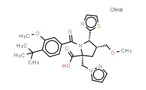 MC577357 | 885264-71-1 | (4R,5S)-REL-1-[4-(1,1-二甲基乙基)-3-甲氧基苄基]-4-(甲氧基甲基)-2-(1H-吡唑-1-甲基)-5-(2-噻唑基)-D-脯氨酸