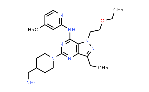 CAS No. 885471-43-2, 5-[4-(Aminomethyl)-1-piperidinyl]-1-(2-ethoxyethyl)-3-ethyl-N-(4-methyl-2-pyridinyl)-1H-pyrazolo[4,3-d]pyrimidin-7-amine