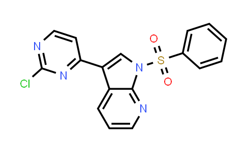 CAS No. 886547-96-2, 1H-Pyrrolo[2,3-b]pyridine, 3-(2-chloro-4-pyrimidinyl)-1-(phenylsulfonyl)-