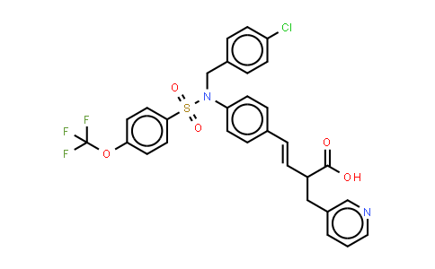 CAS No. 886582-92-9, 3-Pyridinepropanoic acid, a-[(1E)-2-[4-[[(4-chlorophenyl)methyl][[4-(trifluoromethoxy)phenyl]sulfonyl]amino]phenyl]ethenyl]-