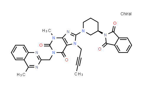 CAS No. 886588-63-2, (R)-7-(But-2-ynyl)-8-(3-(1,3-dioxoisoindolin-2-yl)piperidin-1-yl)-3-methyl-1-((4-methylquinazolin-2-yl)methyl)-1H-purine-2,6(3H,7H)-dione